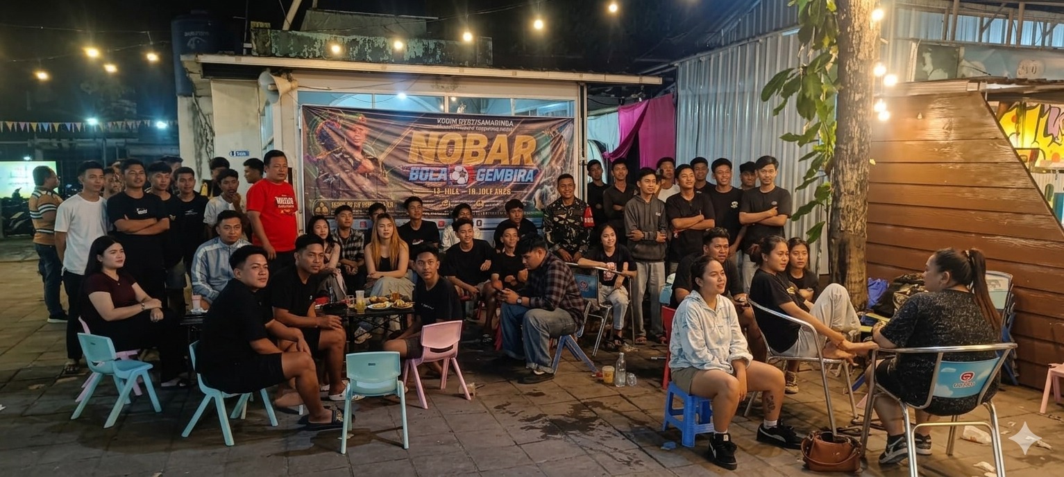 Babinsa Koramil 0901-01/Samarinda Ulu Hadiri Nobar Piala Dunia 2026 Bersama Masyarakat