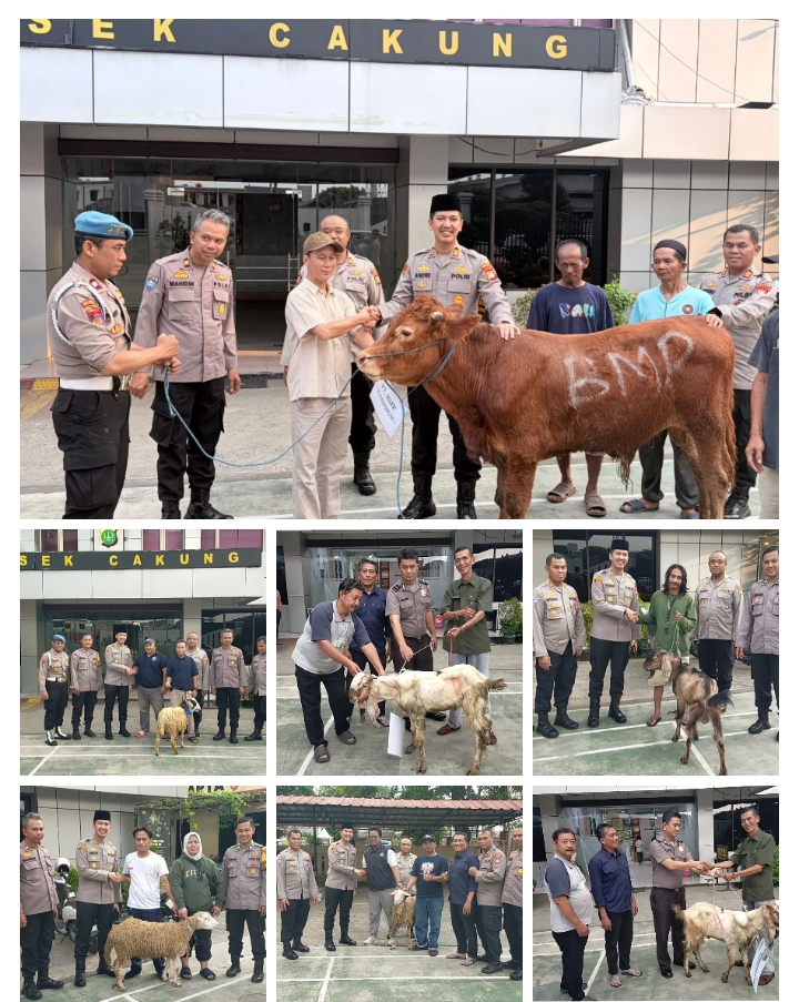 Polsek Cakung Memberikan dan menyalurkan Hewan Qurban untuk Masyarakat Cakung
