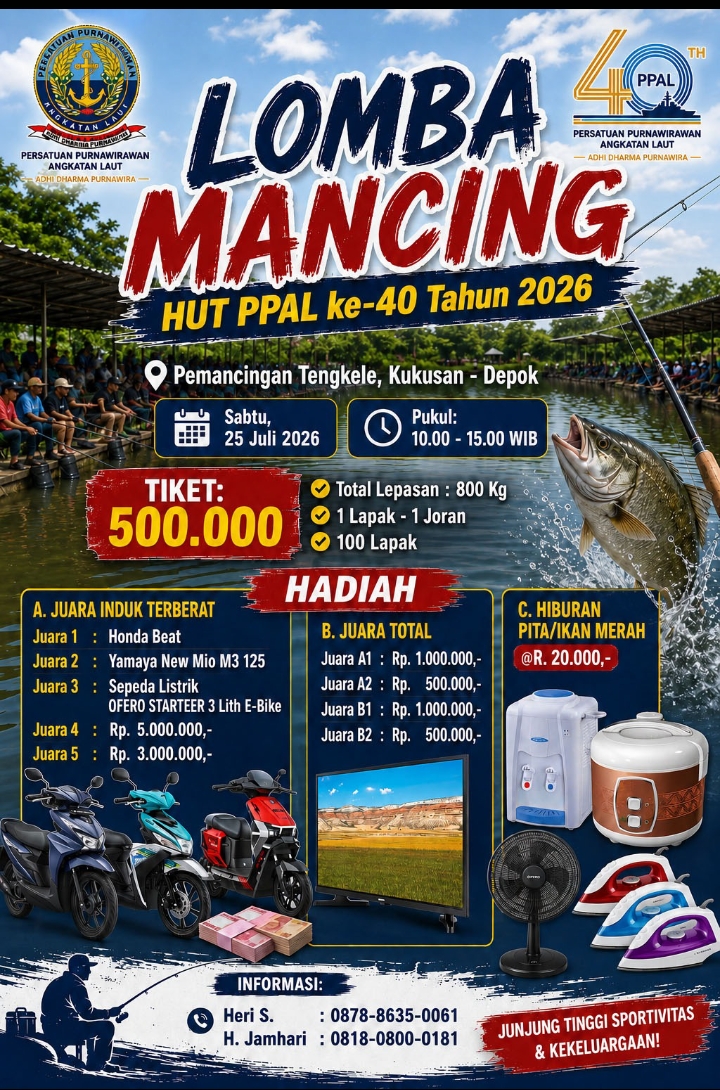 PPAL Gelar Lomba Mancing Dalam Rangka HUT Ke-40, Ajak Masyarakat Meriahkan Semangat Kebersamaan PPAL Gelar Lomba Mancing Dalam Rangka HUT Ke-40, Ajak Masyarakat Meriahkan Semangat Kebersamaan