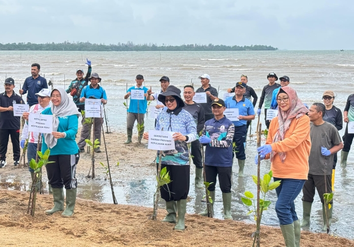 Danlanal Bintan Wakili Dankodaeral IV Hadiri Aksi Penanaman Mangrove Serentak Hari Mangrove Sedunia 