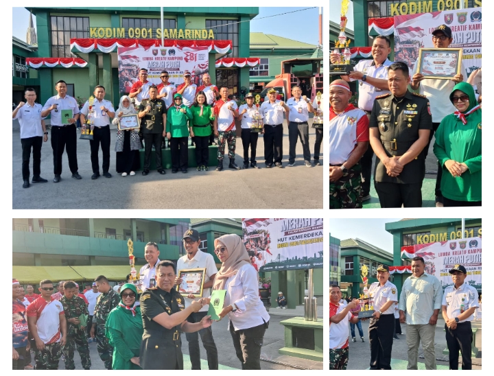 Kodim 0901/Samarinda Berikan Hadiah kepada Pemenang Lomba Kreatif Kampung Merah Putih